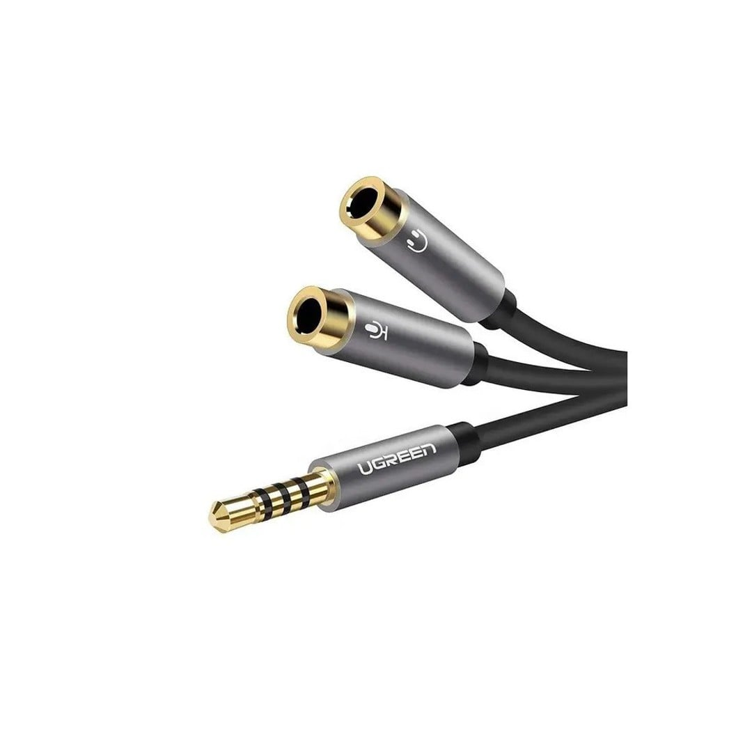 Ugreen 3.5mm Male to 2 Female Audio Cable 20cm Black (UG- 70683) a - Ivonix