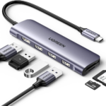 Ugreen 6 in 1 Multifunction Adapter, Type C to USB 3.0 (3 Port) + 4K HDMI + SD & TF Card Reader (UG- 20956A)