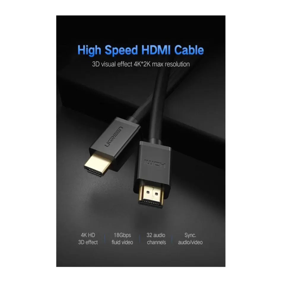 Ugreen HDMI 4K Cable Male to Male Black 10m (UG- 10110) a - Ivonix Ugreen HDMI 4K Cable Male to Male Black 10m (UG- 10110)