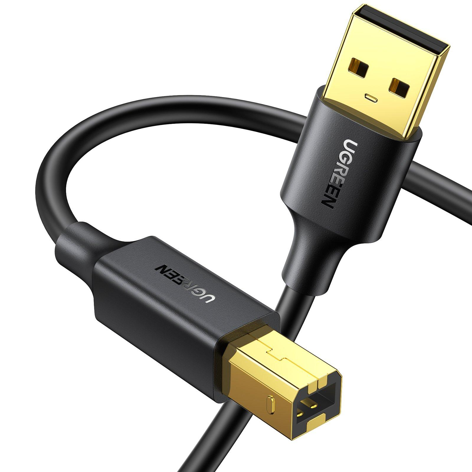 Ugreen USB 2.0 AM to BM Print Cable 1.5m Black (UG- 10350) - Ivonix