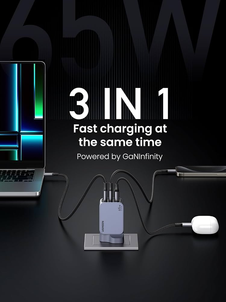 Ugreen Nexode Pro 100W 3-Port GaN Fast Charger UK Grey+1.5M 100W Cable (UG-25875) b - Ivonix Ugreen Nexode Pro 100W 3-Port GaN Fast Charger UK Grey+1.5M 100W Cable (UG-25875)