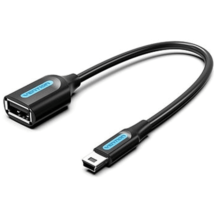 Vention USB 2.0 Mini-B Male to USB-A Female OTG Cable 0.15M Black, CCTBB