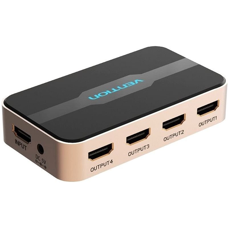Vention 1-In-4-Out HDMI Splitter 4K@30Hz, Gold Aluminum Alloy Type, ACCG0