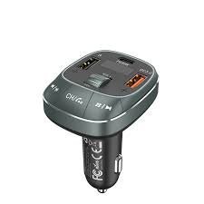Vention 3-Port USB-C + USB-A + USB-A Car Charger with FM Transmitter 30W/18W/5W Black, FFLB0