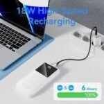 Vention 10000mAh Power Bank 22.5W with Integrated USB-C and Lightning Cables, Black LED Display, FHOB0