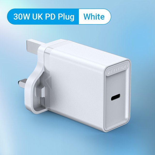 Vention 2-Port USB-A + USB-C Wall Charger 18W/20W, UK Plug