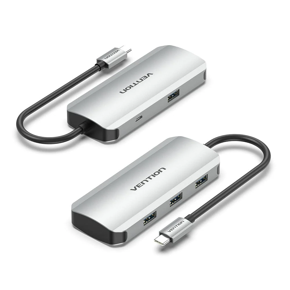 Vention USB C Multi-function 6 in 1 Docking Station (HDMI/USB 3.0/RJ45/PD 87W) 0.5m Gray – CNCHB