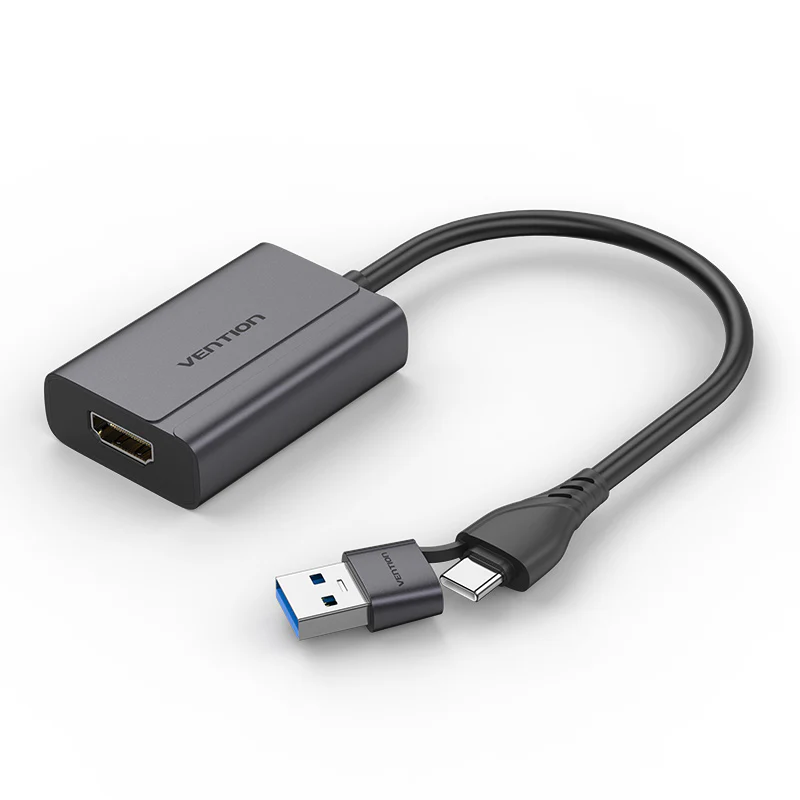 Vention USB-C + USB-A to HDMI Adapter 0.15M Gray Aluminium Alloy Type – ACYHB