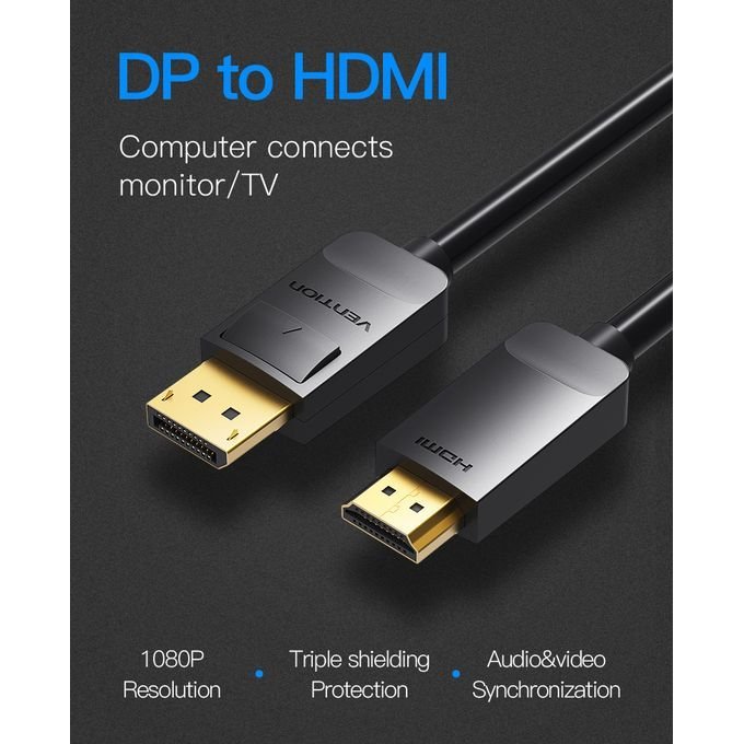 Vention DisplayPort to HDMI Cable 1.5M Black, HADBG