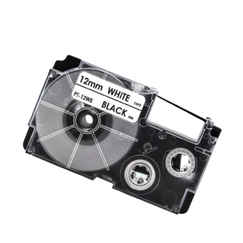 Casio PT-12WE 12mm x 8m black on white label tape