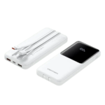 Vention 10000mAh Power Bank 22.5W with Integrated USB-C and Lightning Cables, Black LED Display, FHOB0