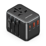 Vention 3-Port USB-C + USB-A + USB-A Universal Travel Adapter 20W/18W/18W Black, FJEB0