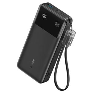 Anker Zolo Power Bank (10K, 22.5W, Built-in USB-C Cable) Black