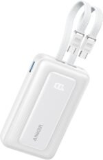 Anker Power Bank (10K, 30W, Built-in USB-C Cable) White