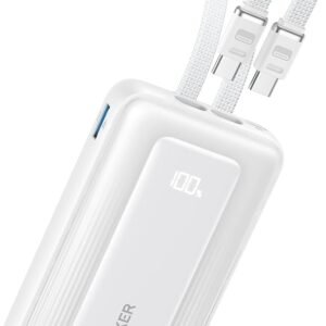 Anker Power Bank (10K, 30W, Built-in USB-C Cable) White
