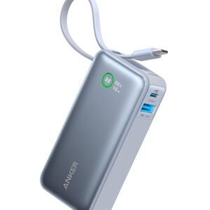 Anker Power Bank (10K, 30W, Built-in USB-C Cable) Blue