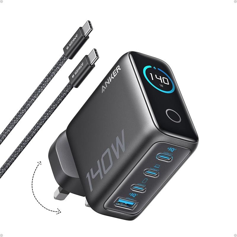 Anker Charger (140W, 4 Ports, GaNPrime) Dark Gray