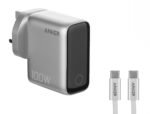 Anker Charger (100W, 3 Ports, SmartDisplay) Silver