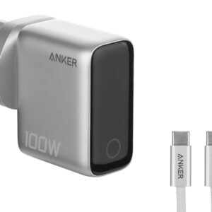 Anker Charger (100W, 3 Ports, SmartDisplay) Silver