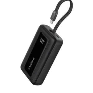 Anker Power Bank (10K, 30W, Built-in USB-C Cable) Black