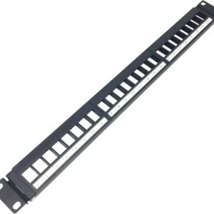 R & M 19″ 1U Patch Panel 24-Port BASIC, black, empty