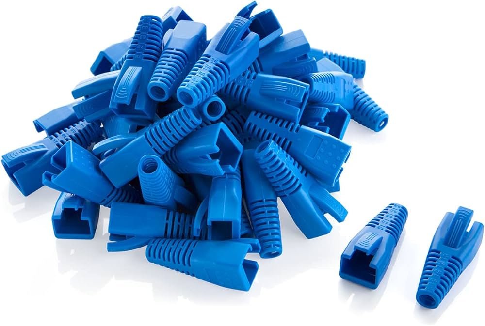 RJ45 Strain Relief Boots Blue PVC Type 50 Pack