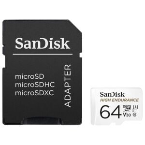 SanDisk High Endurance microSDXC 64GB + SD Adapter – for dash cams & home