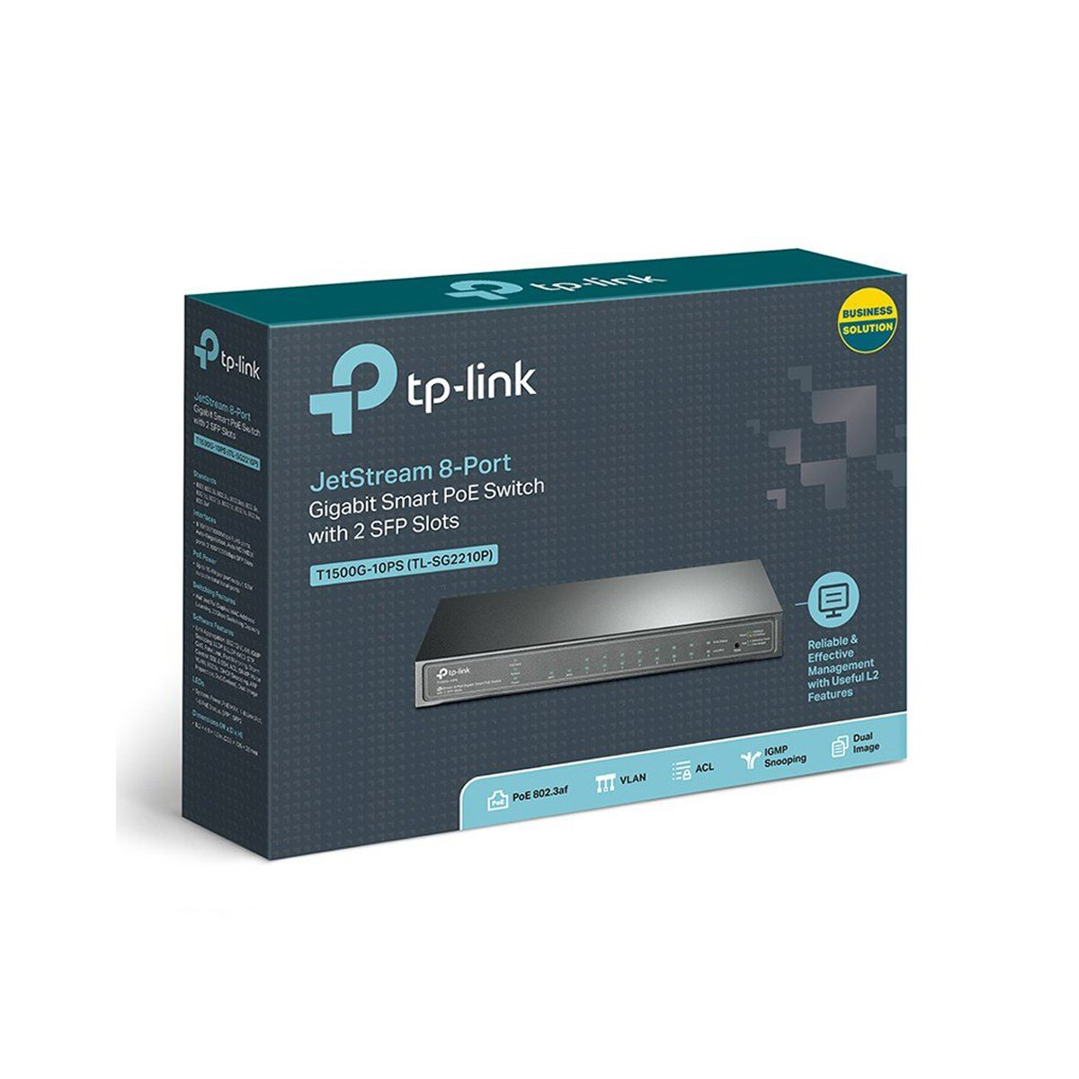 TP-Link JetStream 10-Port Gigabit Smart Switch with 8 PoE+ Ports & 2 SFP Slots – Model No: TL-SG2210MP