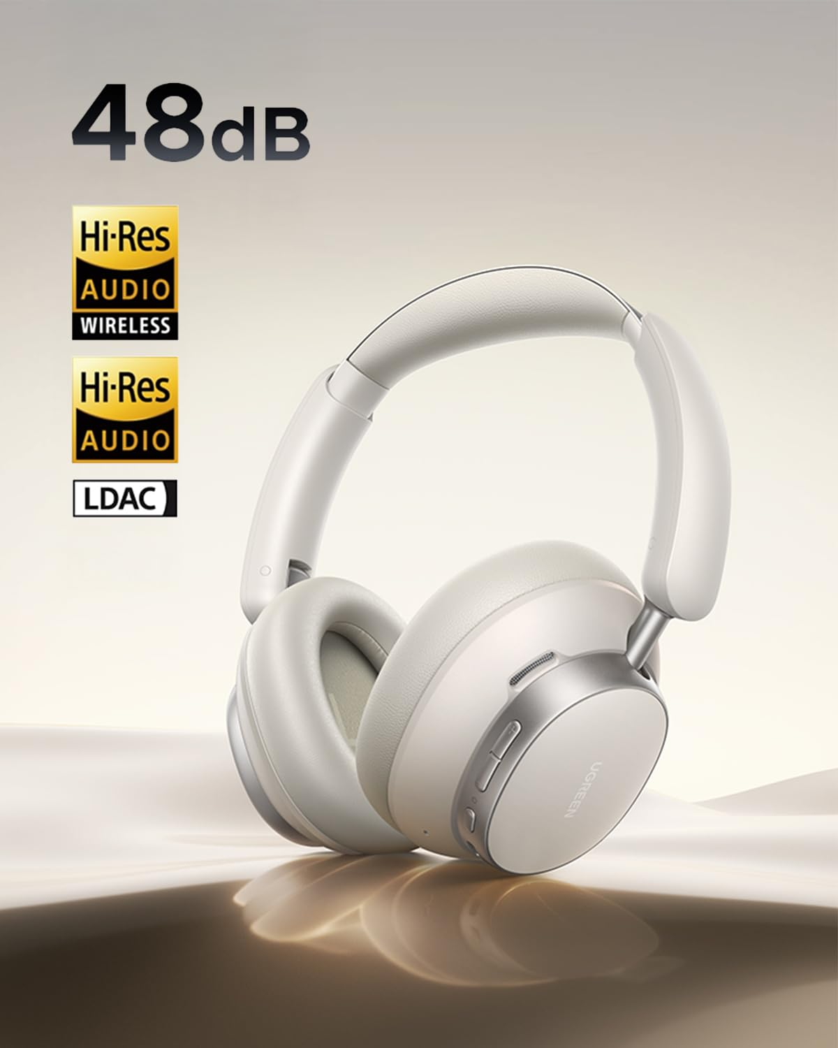 UGREEN Studio Pro Hybrid Active Noise-Cancelling Headphones, White a - Ivonix UGREEN Studio Pro Hybrid Active Noise-Cancelling Headphones, White – Model No: HP206