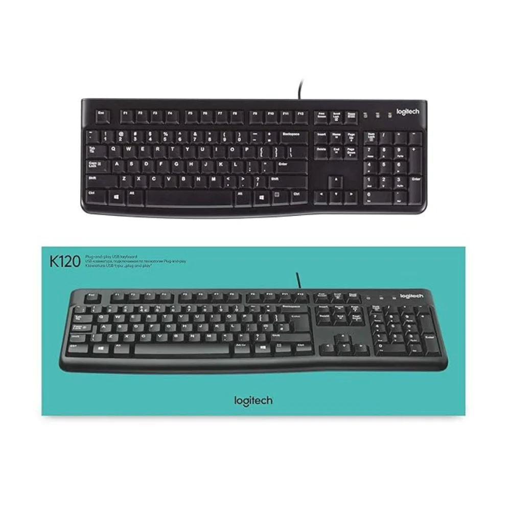 Logitech K120 Wired Keyboard, Black - Model No: 920-002508