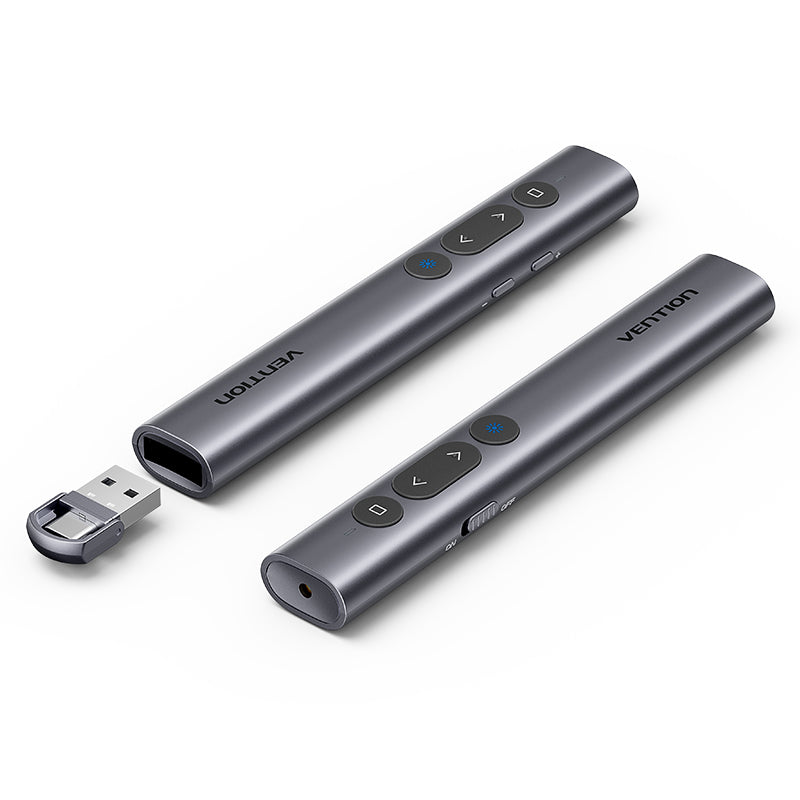 Wireless PowerPoint Presentation Clicker with Red Laser Pointer – Gray