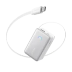 Anker Nano Power Bank (10K, 45W, Built-in Retractable USB-C Cable) White