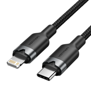 Vention USB 2.0 Type-C Male to Lightning Male 3A Cable 2M Black Aluminum Alloy Type