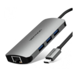 Vention USB-C to USB 3.0x4/PD Hub 0.15M Gray Aluminium Alloy Type